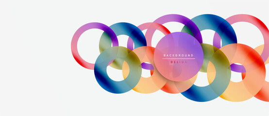 Fototapeta premium Abstract colorful circles overlap creating dynamic visual effect. Modern design suitable for backgrounds, presentations.