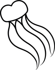 Jellyfish line art on transparent background