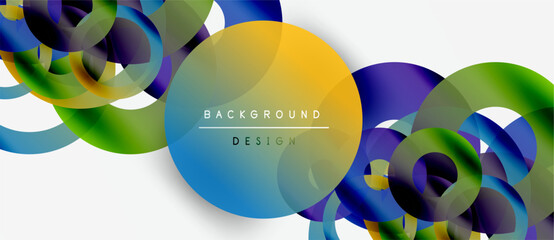 Obraz premium Abstract colorful shapes overlap, creating dynamic visual effect. Modern design elements suggest creativity, innovation. Bright hues dominate composition.