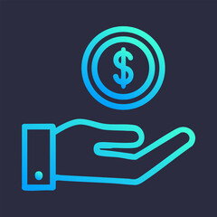 Hand holding a coin with dollar sign