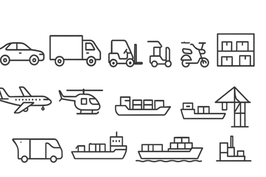 transportation flat icons set