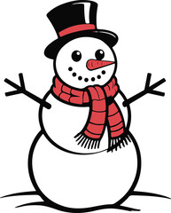 Christmas snowman silhouette vector