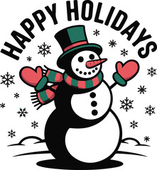 Christmas snowman silhouette vector