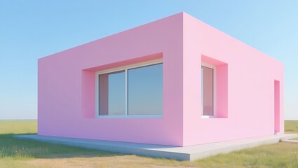 Minimalist pink building