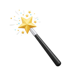 Magic wand with a sparkling gold star