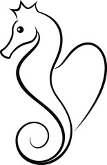 Seahorse Animal line art on transparent background