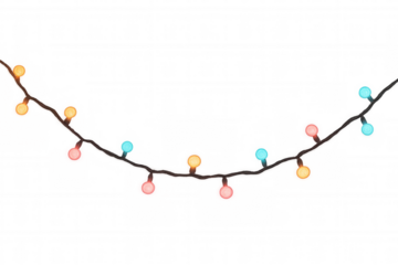 Colorful string lights creating festive atmosphere, hanging holiday garland for christmas and celebration design elements