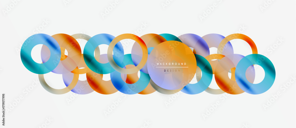 Wall mural abstract colorful overlapping circles create modern design. gradient hues blend, forming dynamic vis