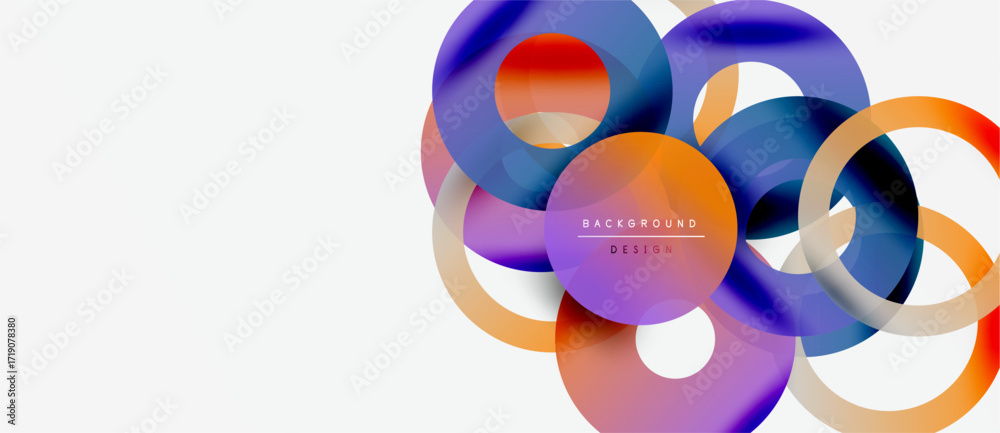Wall mural abstract circles overlap, creating vibrant color gradients. modern design element for backgrounds, b