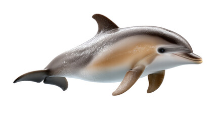 Fototapeta premium Playful Dolphin in a Dive: A stunning visual of a beautiful dolphin, showcasing its sleek form as it glides with effortless grace.