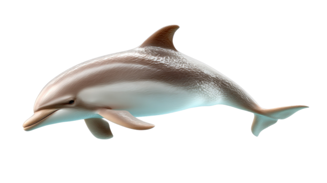 Graceful Dolphin: A captivating image of a sleek dolphin, showcasing its elegant form and vibrant colours, exuding an aura of agility and serenity. The dolphin swims gracefully.