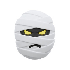 Cartoon mummy head icon with glowing eyes