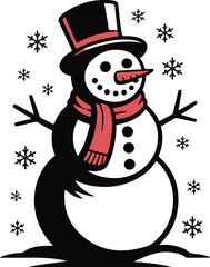 Christmas snowman silhouette vector