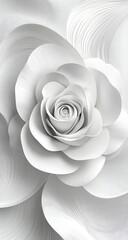 Abstract white rose, intricate layers