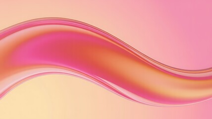 Abstract flowing wave of vibrant pink and orange colors against a soft pastel gradient background creating a smooth and dynamic visual effect