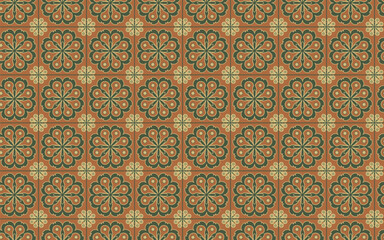 Decorative Seamless Pattern flowers green and orange color, vintage seamless pattern, seamless pattern with floral pattern.