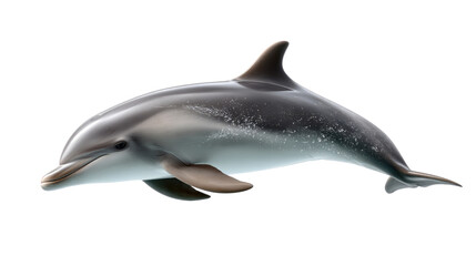 Obraz premium Oceanic Grace: A single dolphin gracefully swims through the ocean, showcasing its sleek form and playful nature, the perfect symbol of aquatic freedom.