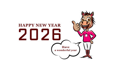 2026年 午年の年賀状デザイン｜ポップな馬(騎手)のイラスト