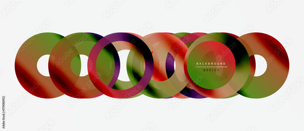 Wall mural abstract colorful circles overlap creating dynamic visual effect. modern design element for backgrou