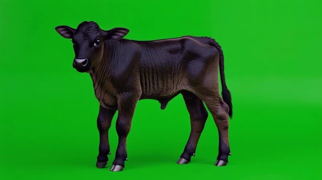 Kuhkalb auf Chroma Key Greenscreen &ndash; freigestelltes Nutztier f&uuml;r Compositing und Animation