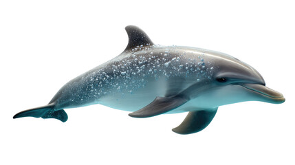 Fototapeta premium Playful Dolphin Portrait: A graceful dolphin showcases its beauty with spots and sleek form, revealing its agility and intelligence.