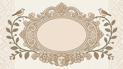 Illustration Of An Antique Style Decorative Frame Surrounded By Carvings Vector Design Template