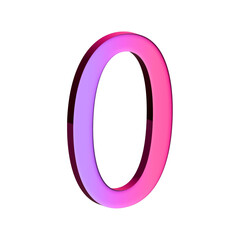 A large, three-dimensional number zero in bright pink with a shadow effect