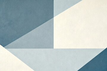 Abstract geometric pattern with blue and beige triangular shapes