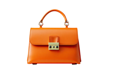 Bright orange handbag with gold hardware