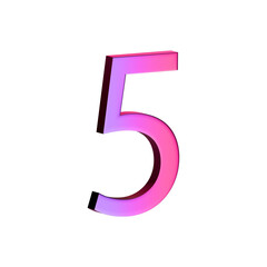 A large, three-dimensional number five in bright pink with a shadow effect