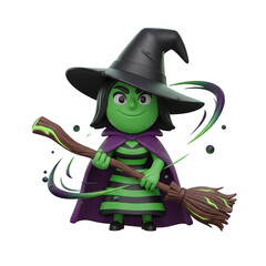 Cute chibi witch casting a magic spell