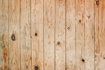 Brown distressed rustic wood grain with twig imperfections and scratches. Overhead view of old dark brown wooden table. Texture or abstract background. Place for text.
