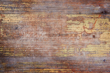 Old grunge dark textured wooden background with scratches and black paint stains. Top view teak wood paneling. Design Element.
