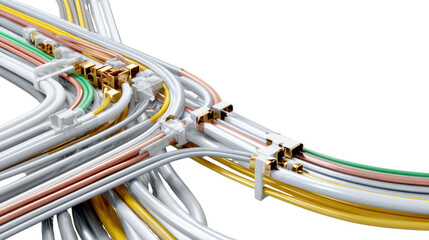 Electric Wiring Connection: A close-up shot showcasing the intricate network of electrical wiring connections, highlighting the complexity and precision of modern technological infrastructure.