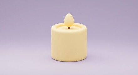 Elegant Cream LED Pillar Candle Providing Warm and Safe Illumination, Set Against a Minimalist Lavender Background for Home Decor
