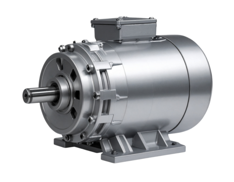 Side View of Industrial DC Motor Drive Unit in Metallic Finish, Transparent PNG