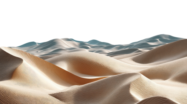 Desert Dunes: Captivating a serene vista of rolling desert dunes, shaped by the wind, in an expansive, sun-drenched landscape. Witness the natural beauty and rugged terrain of this arid environment.