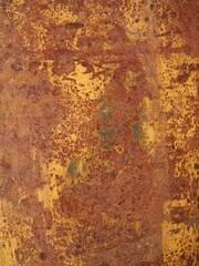 Abstract close-up of rusty surface in brown tones with detailed texture. Copyspace.
