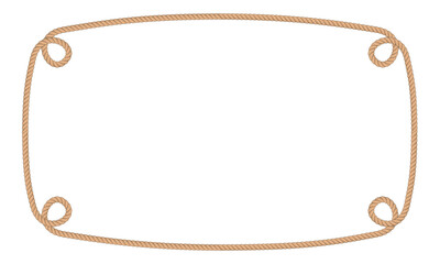 Twisted rope frame. Rounded frame made from marine ropes. Rope borders in nautical style.