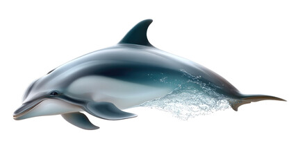 Obraz premium Dolphin's Grace: A captivating close-up shot showcases the sleek form of a dolphin, its skin glistening with the cool spray of the ocean, a symbol of agility and the spirit of the sea.