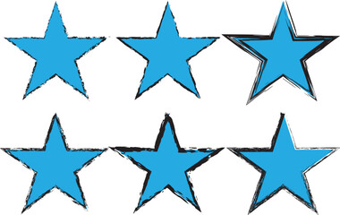 Star crayon set with chalk texture. Star kid crayon yellow color. Simple kid element. Vector illustration Crayon doodle stars symbol