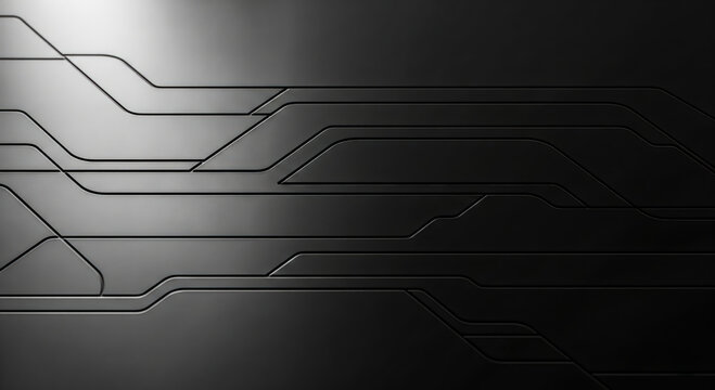 Abstract futuristic background with black minimalist technology panel, modern sci-fi design with geometric lines for luxury and industrial concept