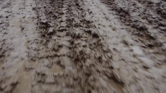Close-up view of a muddy terrain