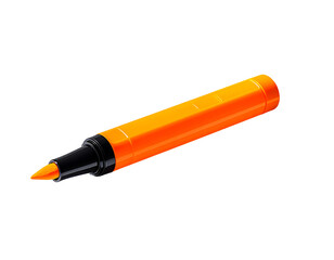 Vibrant orange marker with a black tip and body, angled slightly, isolated on a black background