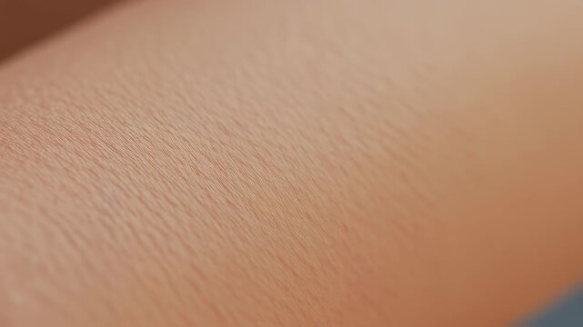 Close-up view of human skin texture.  Fine, parallel lines create a subtle,  ridged pattern across the light beige surface
