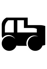 A simple side view of a jeep. Jeep icon for off-road travel. Transportation icon of a jeep.