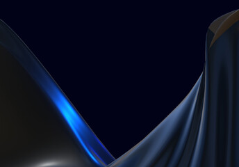Abstract 3d render background dark blue gradient light wave silk liquid chrome metalic design render wallpaper modern illustration multicolored wavy surfaces