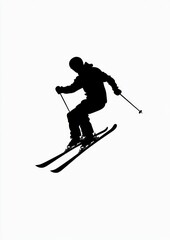 Man skiing silhouette outdoors sports.