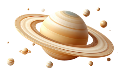 Saturn, ringed planet, in space
