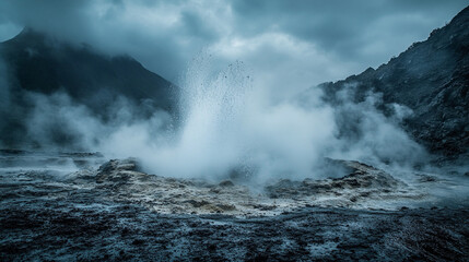 Geysers erupt with intense thermal
